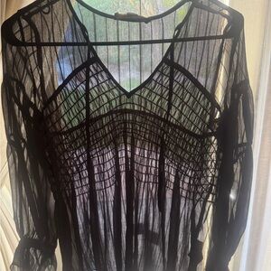 All Saints Black Sheer Blouse